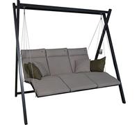 Angerer Balancelle Relax Smart, Balancelle de Jardin 3 Places, Structure en Acier Galvanisé, Assise en Textilène, 220 x 150 cm, avec Coussins Lavables, Capacité 270 kg (Beige)