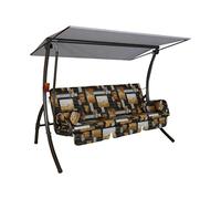 Angerer Dream Balancelle de Jardin Convertible en Lit, Acier Galvanisé avec Revêtement en Poudre, Toit Réglable en Polyacrylique, Capacité 270 kg, Made in Germany (Motifs Marron-Bambou)