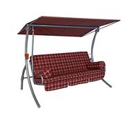 Angerer Dream Balancelle de Jardin Convertible, Structure en Acier Galvanisé, 3 Places avec Toit Ajustable, 210x145 cm Coussin Amovible, Fabriqué en Allemagne (Carreaux Bordeaux)