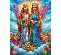 Anges avec des ailes arc-en-ciel 1000 Pièces Puzzle Créatif En Carton Anti-Déchirure Haute Densité Rêve magique de science-fiction Difficulté Moyenne Activité Manuelle Loisir Créatif Cadeau Anniversai