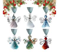 Anges de décoration de Noël Lot de 6 pendentifs plats en acrylique 2D avec motif d'ange côtier Idéal pour arbres, fenêtres, portes, maison et jardin, anniversaire, Noël et