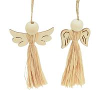 Anges de Noël Décorations d'arbre de Noël Ange en raphia 11cm 12 pcs - Décoration naturelle pour Noël