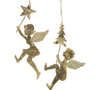 Anges de Noël dorés Pendentif fenêtre Ange en tôle or Set de 4 pièces