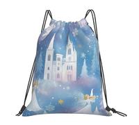 Anges De Noël Fort Flocon De Neige Sac De Rangement Unisexe Sacs À Cordon Voyage Sac De Natation pour Téléphone Femmes Camping 36X42Cm