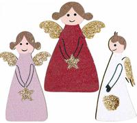 Anges en bois Décoration de Noël Anges de décoration 4,5×3cm 72 pcs. autocollants