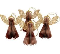 Anges en papier Ange de Noël Décoratif Nid d'abeille Rouge Rose 12cm 4er Set