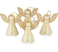 Anges en papier Ange de Noël Set de décoration 4 pièces blanc or H12cm Décoration de sapin de Noël Avent Décoration de table