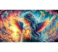 Anges et Roses Bleues au Paradis Puzzle 1000 pièces - Jeu éduchatiF Difficile & Stimulant Cadeau pour Adultes et Enfants 75x50/1000pcs