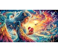 Anges et Roses Bleues au Paradis Puzzle 1000 pièces pour Adultes - Jeu Familial Difficile & Stimulant Activité à Domicile 38x26/1000pcs