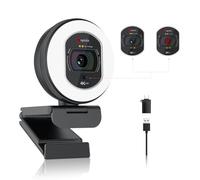 Angetube Webcam 4K avec lumière -caméra de Streaming de PC à autofocus PDAF | Webcam USB 1080P 60FPS avec double micro à réduction de bruit IA et cache-objectif intégré. Pour laptops,Mac et Windows