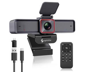 Angetube Webcam en Streaming 4K avec Suivi IA, HDR, Double micros antibruit IA, Modes spécialisés USB 3.0, idéale pour Ordinateur Portable, caméra vidéo pour réunion, conférence, Streaming en Direct