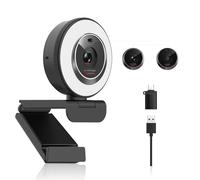 Angetube Webcam pour PC, 1080P/30fps USB Camera with Ring Light and Privacy Cover, Autofocus, Plug&Play, Computer Camera with Microphone, Web Cam for Zoom/Teams/Youtube, Laptop/Desktop/Switch 2