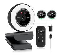 Angetube Webcam Streaming avec Microphone, USB 1080P Webcam avec Lumière