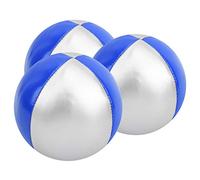 ANGGREK 4Pcs Balles de Jonglerie Set de Balles de Jonglerie de Lancer en Cuir PU Léger Portable pour Débutants Professionnels Enfants Adultes (Bleu/Argent)