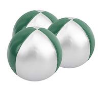ANGGREK 4Pcs Balles de Jonglerie Set de Balles de Jonglerie de Lancer en Cuir PU Léger Portable pour Débutants Professionnels Enfants Adultes (Vert/Argent)