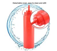 ANGGREK 720 Ml 10pcs Set en Plastique Dispensateur Sauce Dispection Bouteille Conteneur de Liquide avec Buse Spéciale pour la Cuisine à l'huile de Cuisson Crème de Vinaigre (rouge)