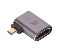 ANGGREK Adaptateur HD Femelle vers Micro HD à Angle Gauche avec Lumière LED, Alliage d'aluminium, Support 8K, Plug and Play pour Moniteurs, Ordinateurs Portables, Appareils Photo