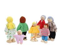 ANGGREK Bois Miniature Doll House Family Dollhouse People Playset Accessoires Ensemble - Grand-père, Grand-mère, Maman, Papa, Sœur, Frère, bébé, Plaisir de Rôle, créativité Inspirante, qualité