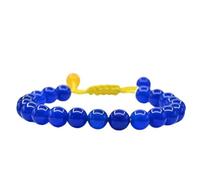 ANGGREK Bracelet Ukrainien 2 Pièces avec Perles Naturelles, Bijoux Drapeau Ukrainien Bleu Jaune Réglable Faits à la Main pour la Méditation et le Yoga (#3)