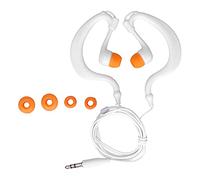 ANGGREK Casque de Natation, Prise 3,5 Mm, Casque étanche avec Fiches D'écouteurs Plaquées Or, pour la Natation, la Course, Le Surf, Le Cyclisme, la Salle de Sport (Blanc Orange)