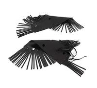 ANGGREK Couvre-pédale en Cuir Pu à Franges pour Plancher de Moto | Ensemble de Garniture de Pompon Universel, Montage sans Outil, Synthétique Noir, Accent de Pédale pour Cruiser Touring Bagger