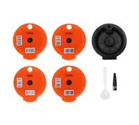 ANGGREK Dosette de café Réutilisable, Capsule Filtrante Rechargeable avec 4 Couvercles Orange, Brosse et Cuillère pour Cafetières
