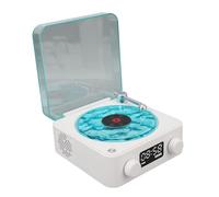 ANGGREK Haut-Parleur Vintage pour Tourne-Disque, Platine Vinyle Portable sans Fil avec Veilleuse et Horloge pour Chambre à Coucher et Salon (White)