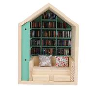 ANGGREK Kit de Coincement de Livre de la Maison Tiny House, Décoration en Bois avec 200 Livres pour Le Bois D'étude de Salle Résistant en Bois, Unique Actuel Soulagement du Stress