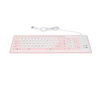 ANGGREK Teclado Roll Up, Clavier en Silicone Pliable 103 Touches USB Filaire pour Ordinateur, Imperméable et Anti-Poussière, Silencieux pour PC, Portable et Bureau (Pink)