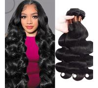 Angie Queen Malaysian Virgin Hair Body Wave 3 Bundles 100% Unprocessed Virgin Human Hair Extension Hair Weave Weft Natural Color(22" 24" 26") Can be Dyed and Bleached