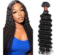 Angie Queen Unprocessed Brazilian Virgin Hair Deep Wave 18 Inch One Bundle Virgin Human Hair Extension Natural Black Color (100+/-5g)/pc (One Bundle)
