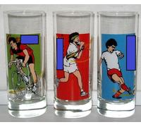 &AngiesStrickZauber vendu : 3 verres de collection 0,3 litres/rétro/vintage/1991/verre à boire/sport