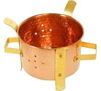 Angithi/Sigdi Chauffe-plat original indien en cuivre avec poignée en laiton et support pour la maison, l'hôtel et le restaurant (largeur 10 cm)