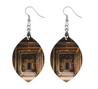 Angkor Thom Boucles d'oreilles en bois pour femme, bijoux vintage élégants en bois, boucles d'oreilles légères pour mariage, fête, cadeau quotidien, Circular, Bois, Bois.