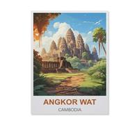 Angkor Wat Cambodge,1000 Pièces Puzzle en Bois Créatif Éducatif Jigsaw Puzzle Jouet Anti-Stress pour Adultes Enfants Bricolage Jeux Parent-Enfant(75x50cm)-B42