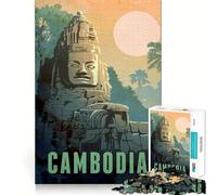 Angkor Wat Cambodge Puzzle de 1000 pièces Jeu de réflexion Découpe de Haute précision Un défi Amusant pour Passer Le Temps (38x26cm)