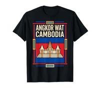 Angkor Wat Drapeau du Cambodge Temple Khmer Art Vintage T-Shirt