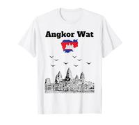 Angkor Wat Souvenir Cambodge Voyage Drapeau Cambodgien T-Shirt