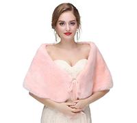 Anglacesmade Étole de mariée en fausse fourrure avec bande pour soirée - Rose - Taille Unique