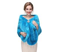 Anglacesmade Étole en fausse fourrure de mariage avec broche pour fête chaude - Bleu - Taille Unique
