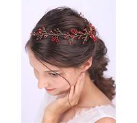 Anglacesmade Serre-tête de mariée en cristal rouge avec rubis pour mariée, demoiselle d'honneur, mariage, bal de fin d'année, festival, accessoires de cheveux pour femmes et filles