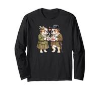 Anglais Bulldog Chiens Couple Amour Café Drapeau Angleterre Manche Longue
