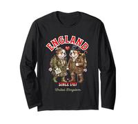 Anglais Bulldog Chiens Couple Randonnée Nature Drapeau Angleterre Manche Longue