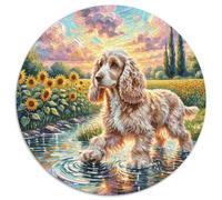 Anglais Cocker Spaniel 1000 Pièces Puzzle Circulaire Chien de Compagnie Puzzles Classiques Pression Réduite Puzzle Jeu D'Intelligence Décoration pour Enfants Cadeau 1000pcs (67.5x67.5cm)