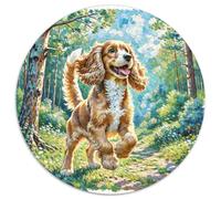 Anglais Cocker Spaniel 1000 Pièces Puzzle Circulaire Chien de Compagnie Puzzles Classiques Puzzle Rond Créatif Difficile Impossiblepour Adultes De l'art De La Décoration Moderne 1000pcs (67.5x67.5cm)