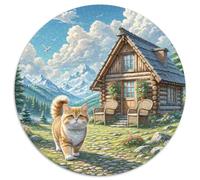Anglais Short Gold Gradual Layer Chat 1000 Pièces Puzzle Rond pour Adultes Animaux Chats DIY Difficile Impossible Jeux De Défi Uniques 1000pcs (67.5x67.5cm)