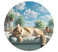 Anglais Short Gold Gradual Layer Chat 1000 Pièces Puzzle Rond pour Adultes Animaux Chats DIY Difficile Impossible Jeux De Défi Uniques 1000pcs (67.5x67.5cm)