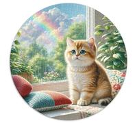 Anglais Short Gold Gradual Layer Chat Casse-tête De 1000 Pièces Rond Spour Adultes Et Enfants Animaux Chats Moderne Jeu Difficile Impossible Qualité Supérieure Décompression 1000pcs (67.5x67.5cm)