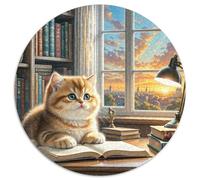 Anglais Short Gold Gradual Layer Chat Casse-tête De 1000 Pièces Ronds Adultes Enfants Dès 12 Ans Animaux Chats Moderne Jeu Difficile Impossible Créatif Décompression 1000pcs (67.5x67.5cm)