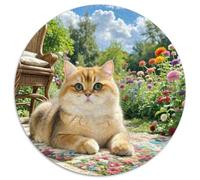 Anglais Short Gold Gradual Layer Chat Casse-tête De 1000 Pièces Ronds pour Adultes 14+ Animaux Chats Bricolage Décoration Difficile Impossible Jeux De Défi Uniques 1000pcs (67.5x67.5cm)